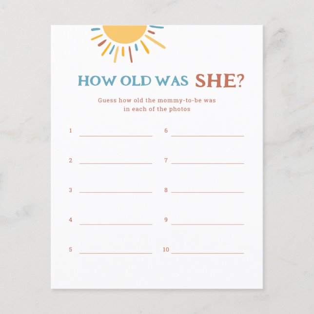 Here Comes The Son How Old Was She Game (Front)