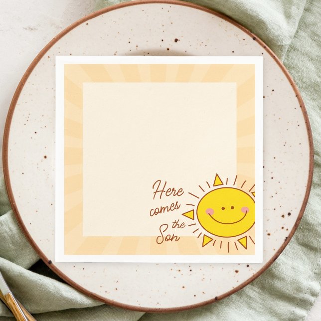 Here Comes The Son Little Sunshine Boy Baby Shower Napkins (Creator Uploaded)