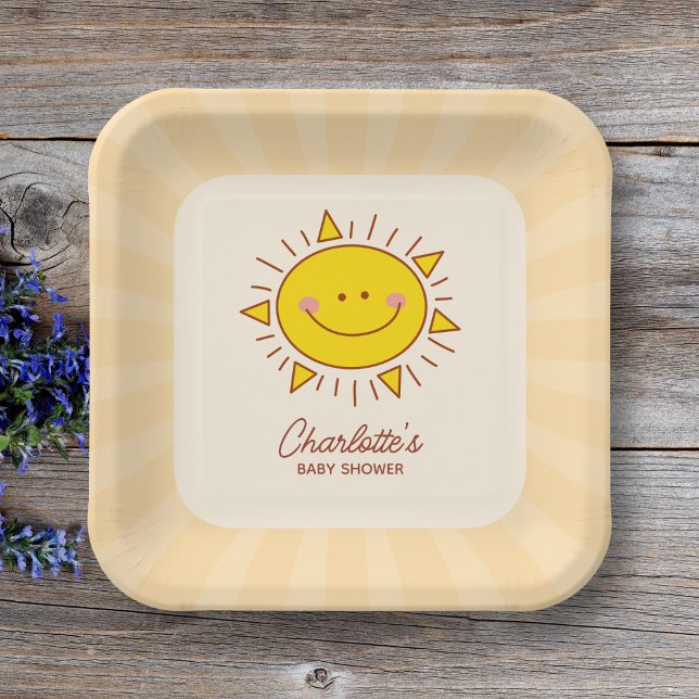 Here Comes The Son Little Sunshine Boy Baby Shower Paper Plates (Creator Uploaded)