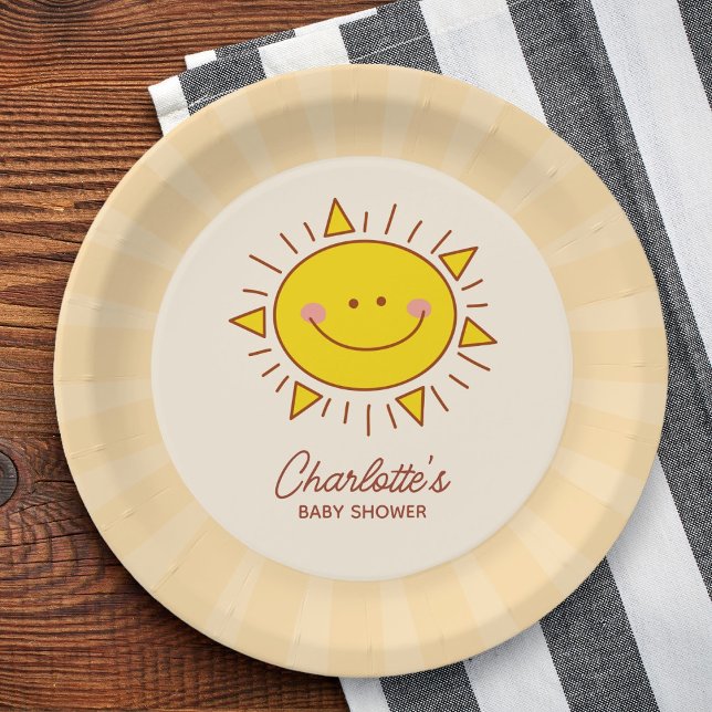 Here Comes The Son Little Sunshine Boy Baby Shower Paper Plates (Creator Uploaded)
