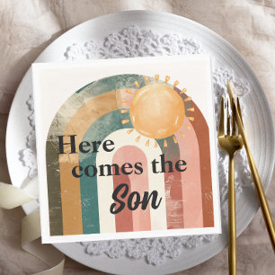 Here Comes the Son Masculine Rainbow Baby Shower Napkins