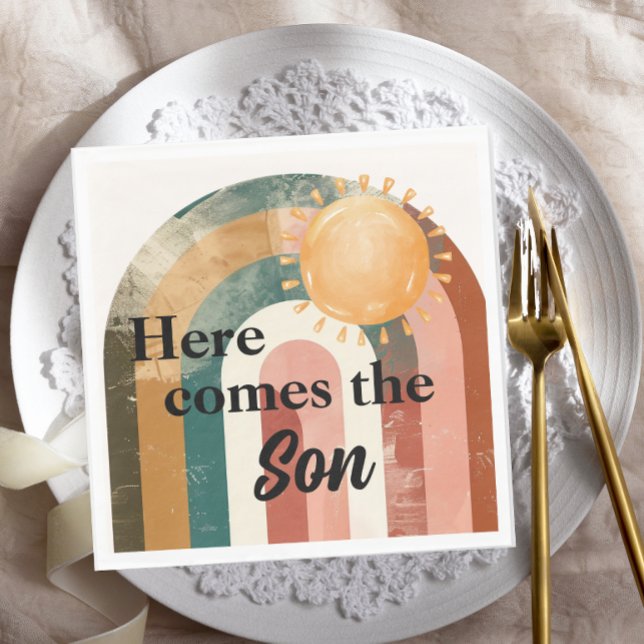 Here Comes the Son Masculine Rainbow Baby Shower Napkins (Creator Uploaded)