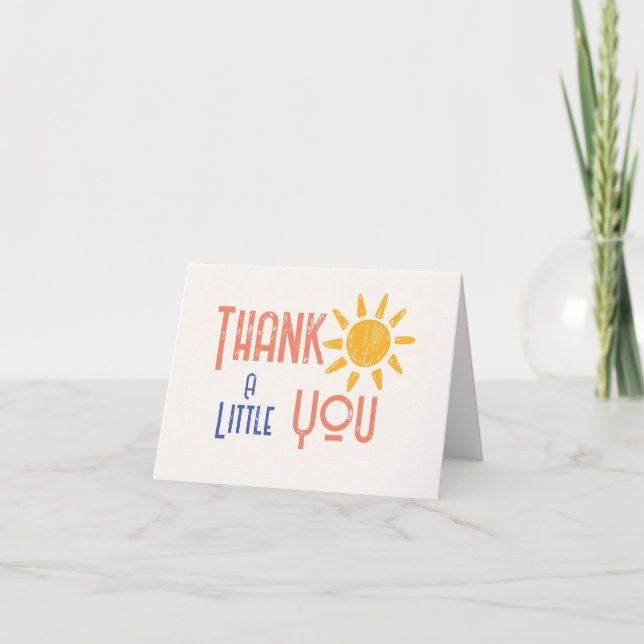Here Comes The Son Minimal Retro Sun Baby Shower  Thank You Card (Front)