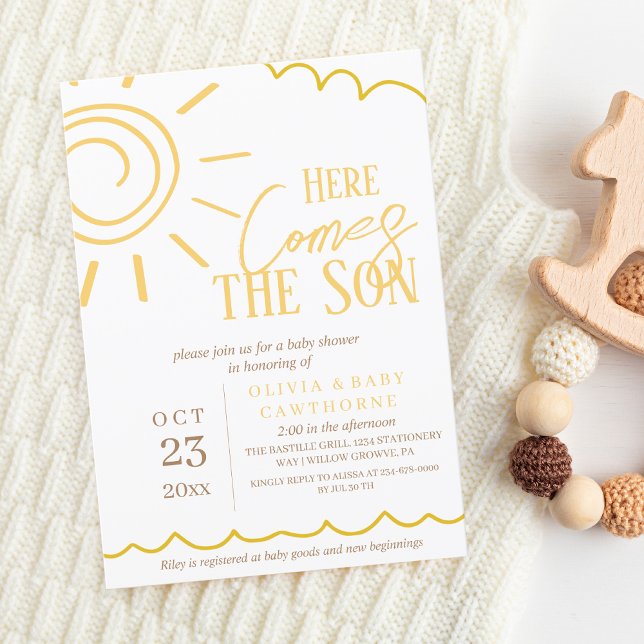 Here Comes the Son photo Baby Shower  Invitation (Creator Uploaded)