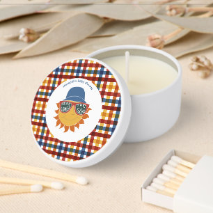 Here Comes the Son Plaid Baby Boy Shower Mini Candle Favors