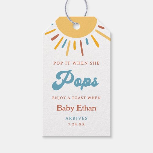 Here Comes The Son Pop It When She Pops Gift Tags