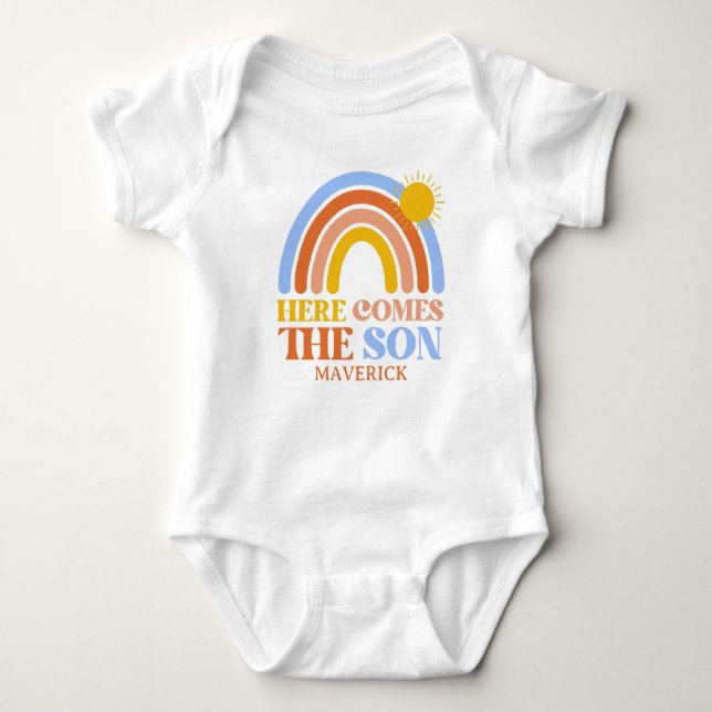 Here Comes The Son Rainbow Boy  Baby Bodysuit (Front)