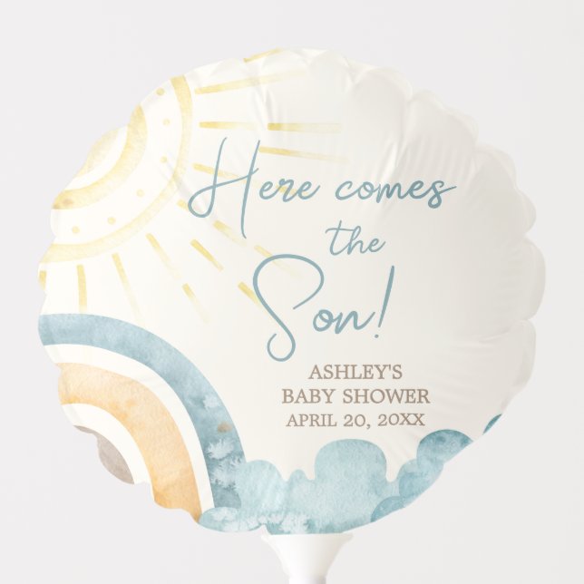Here Comes The Son Retro Baby Shower Balloon (Front)