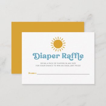 Here Comes The Son Retro Baby Shower Diaper Raffle Enclosure Card by Invitationboutique at Zazzle