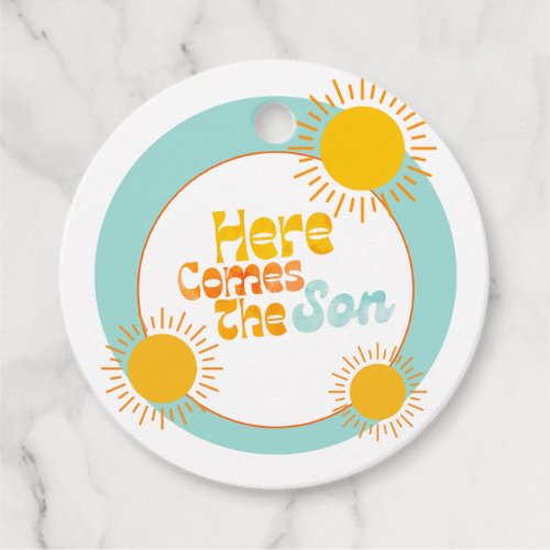 Here Comes the Son retro baby shower Favor Tags
