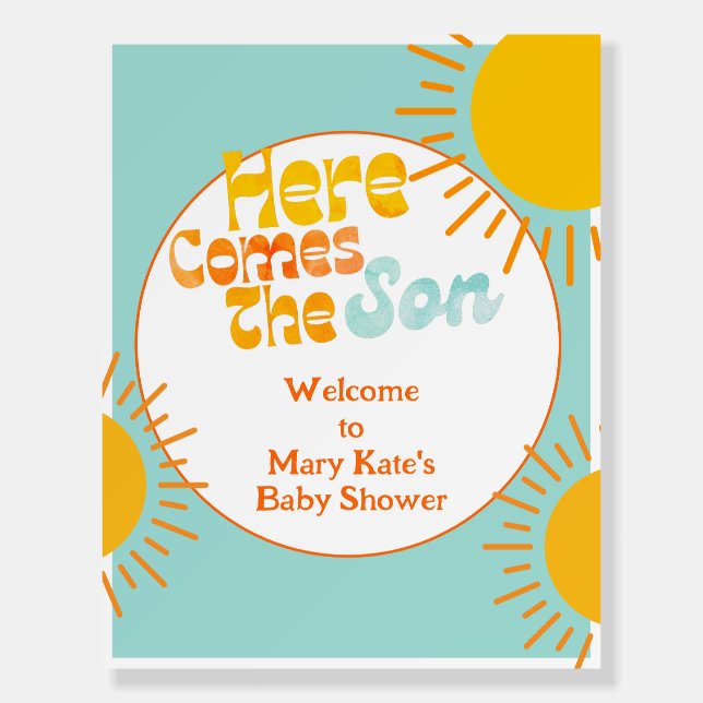 Here Comes the Son retro baby shower Foam Board (Front)