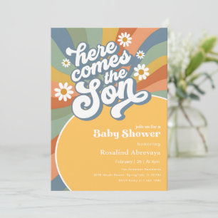 Here Comes the Son Retro Baby Shower Invitation