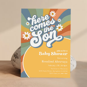 Here Comes the Son Retro Baby Shower Invitation