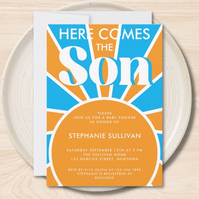 Here Comes the Son Retro Baby Shower  Invitation (Creator Uploaded)