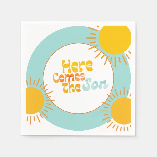 Here Comes the Son retro baby shower Napkins