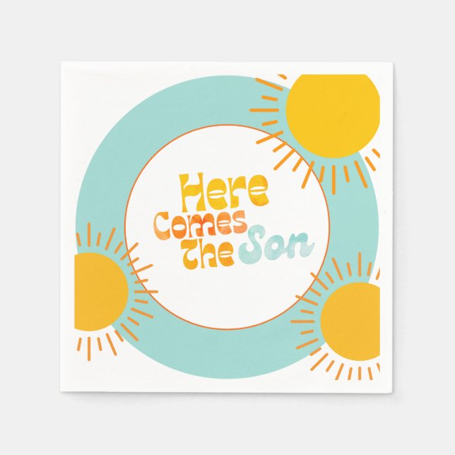 Here Comes the Son retro baby shower Napkins (Front)