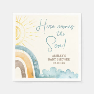 Here Comes The Son Retro Baby Shower Napkins