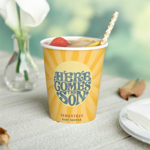 Here Comes the Son Retro Baby Shower Paper Cups