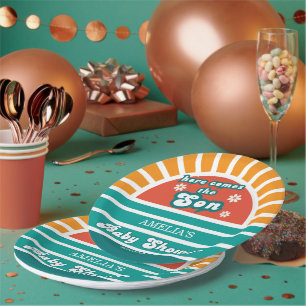 Here Comes the Son Retro Baby Shower Party Paper Plates
