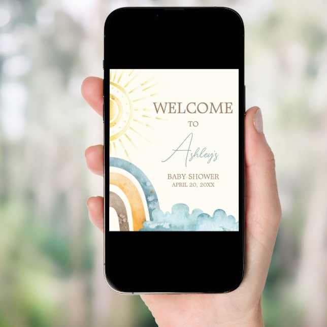 Here Comes The Son Retro Baby Shower Welcome Poster (Front Digital)