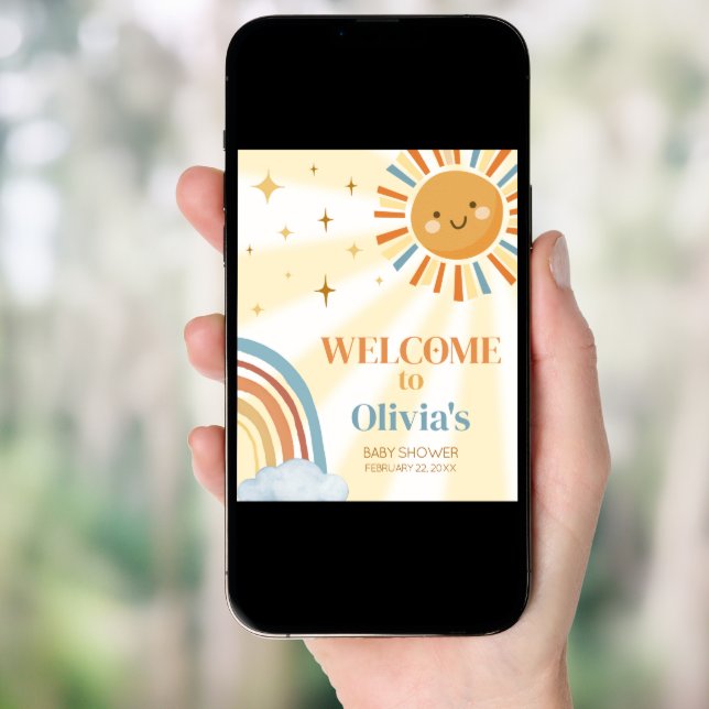 Here Comes the Son Retro Baby Shower Welcome Poster (Front Digital)