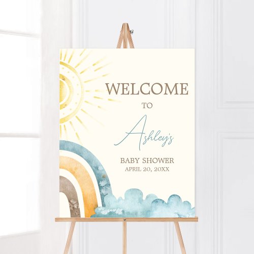Here Comes The Son Retro Baby Shower Welcome Poster