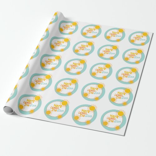 Here Comes the Son retro baby shower Wrapping Paper
