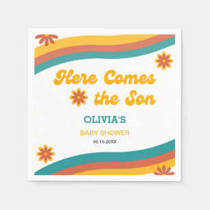 Here Comes the Son Retro Boy Baby Shower Party Napkins