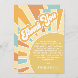 Here comes the son retro boy baby shower thank you card