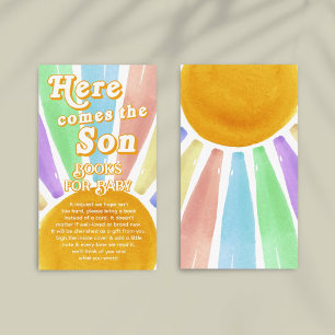 Here Comes The Son Retro Boys Baby Shower Book Enclosure Card