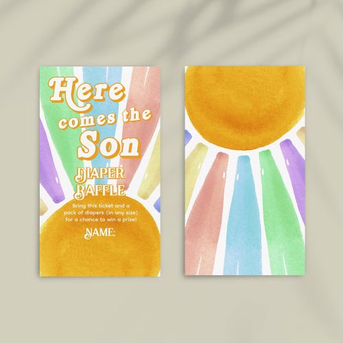 Here Comes The Son Retro Boys Baby Shower Diaper Enclosure Card