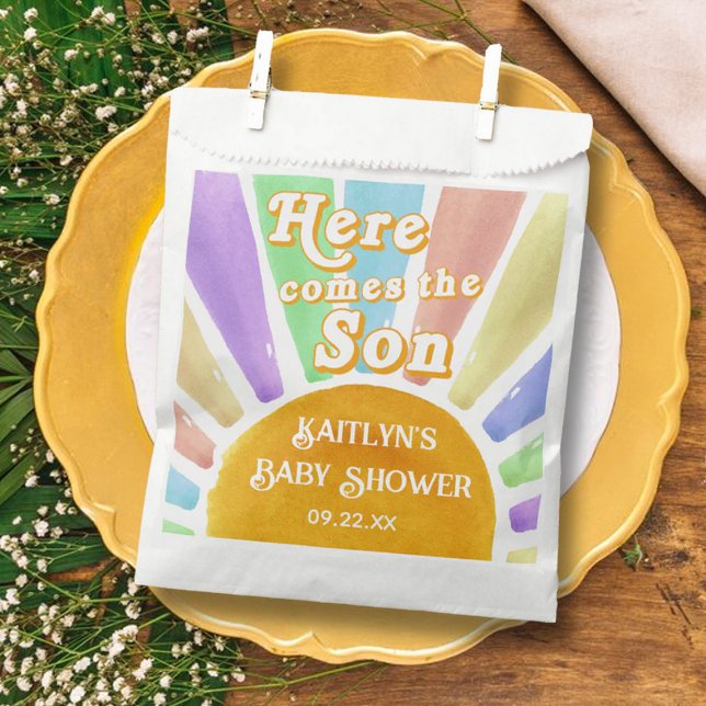 Here Comes The Son Retro Boys Baby Shower Favor Bag (Creator Uploaded)