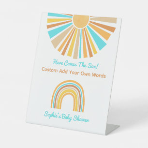 Here Comes The Son, Retro Rainbow Custom  Pedestal Sign