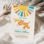 Here Comes the Son Retro Sun Boy Baby Shower Invitation<br><div class="desc">Drenched in a retro sunshine design,  this invitation is a wonderful blend of nostalgic aesthetics and contemporary functionality. The motif is a stunning array of muted yellow,  blue,  orange,  and terracotta hues that create a warm and inviting atmosphere right off the bat.</div>