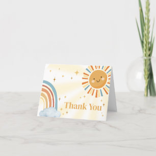 Here Comes the Son Retro Sunshine Baby Shower Letterpress Thank You Card
