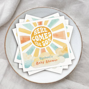 Here Comes the Son Retro Sunshine Baby Shower Napkins