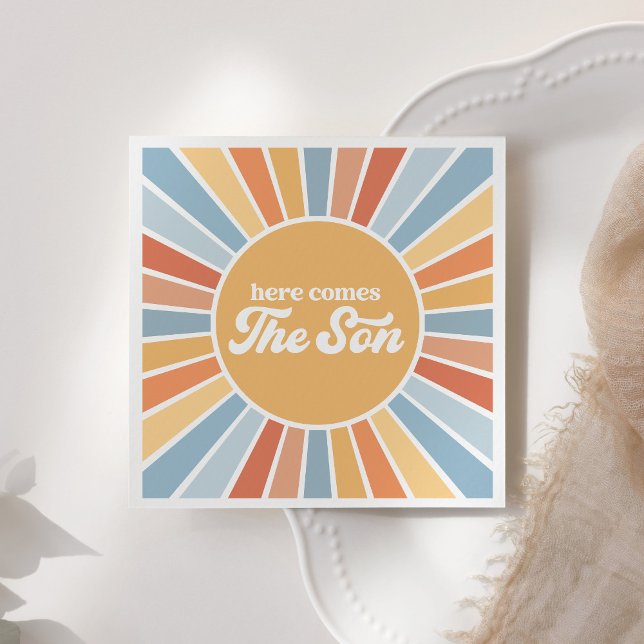 Here Comes the Son Retro Sunshine Boy Baby Shower Napkins (Creator Uploaded)