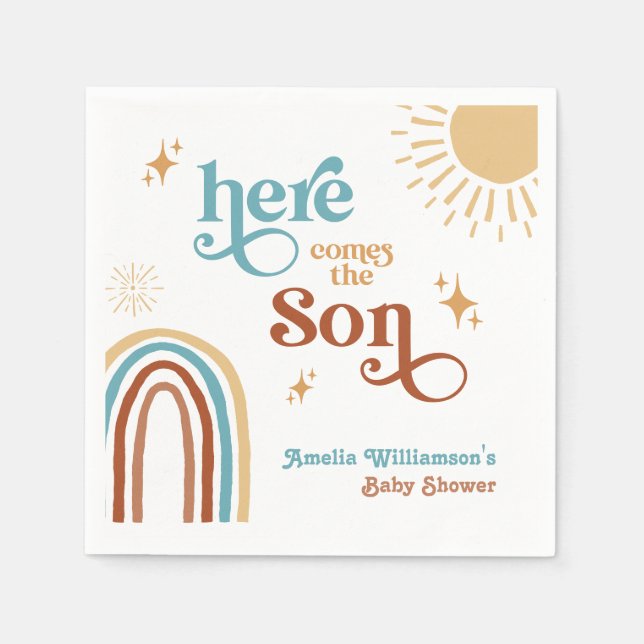 Here Comes the Son Retro Sunshine  Napkins (Front)