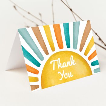 Here Comes The Son Retro Sunshine Thank You Card by BlueBunnyStudio at Zazzle