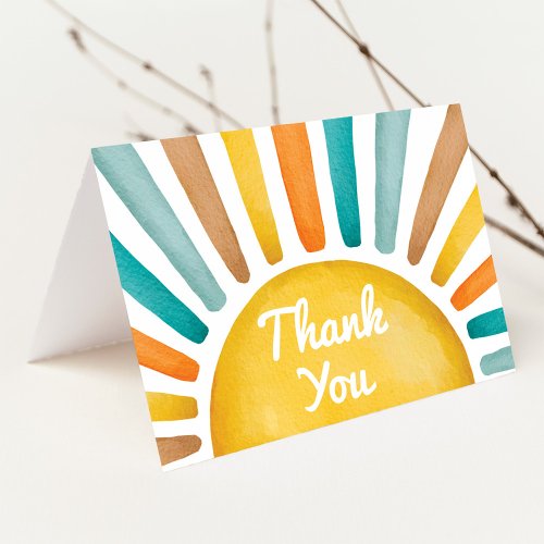 Here Comes the Son Retro Sunshine Thank You Card