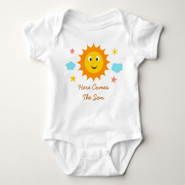 Here Comes The Son Smiling Sunshine  Baby Bodysuit (Front)