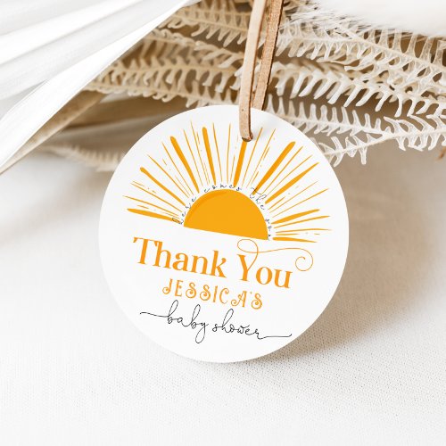 Here comes the son sun baby shower favor tags