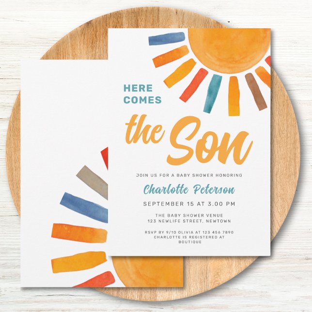 Here Comes the Son Sun Baby Shower  Invitation (Creator Uploaded)