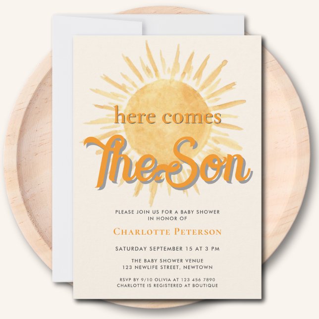 Here Comes The Son Sun Baby Shower  Invitation (Creator Uploaded)