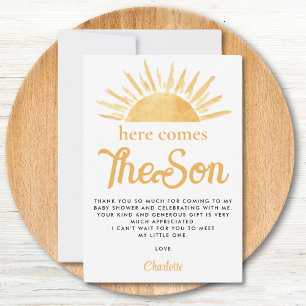 Here Comes The Son Sun Baby Shower Thank You Card