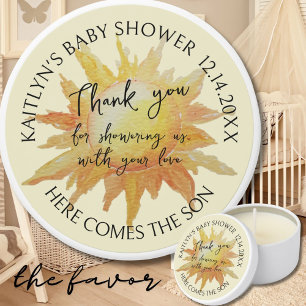 Here Comes the Son Sun Baby Shower Thank You Mini Candle Favors