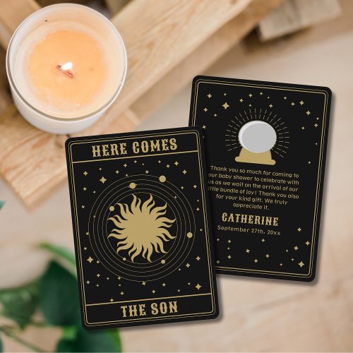 Here Comes The Son  Sun Tarot Baby Shower Thank You Card