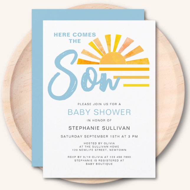Here Comes The Son Sunrise Baby Shower  Invitation (Creator Uploaded)
