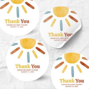Here comes the Son Sunshine Baby Shower Classic Round Sticker