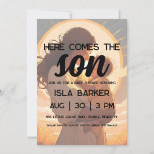 Here comes the son sunshine baby shower invitation